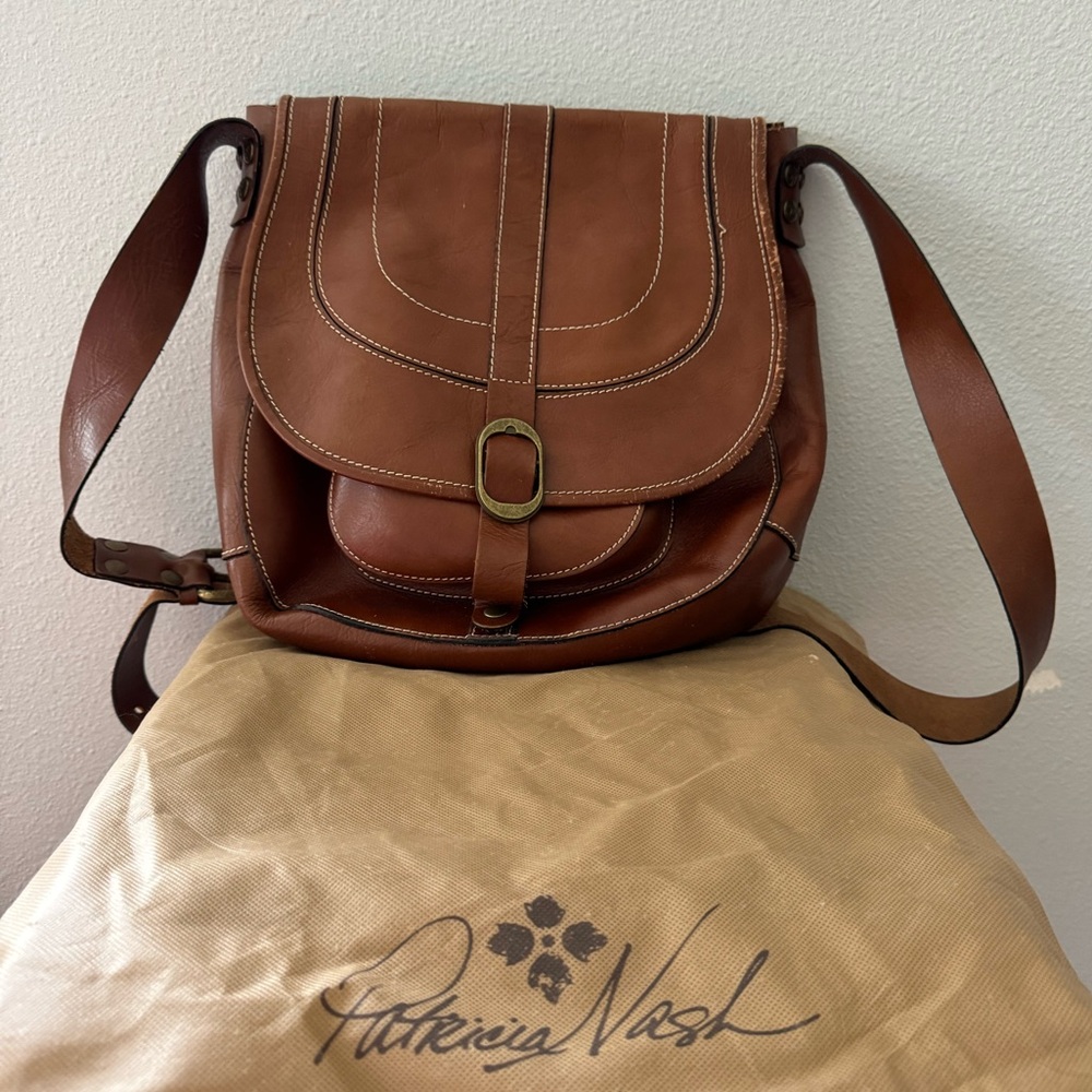 Patricia Nash Brown Leather Crossbody Satchel
